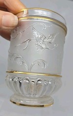 Baccarat French Pressed Glass Tumbler Birds, Floral Design C. 1890