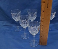 6 Vtg MCM French Diamond Cut Crystal Liqueur Glasses by VMC Rims France Cyrano