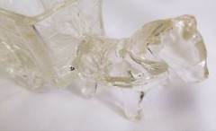 Jeanette Glass Horse Donkey 1950 Western Cart Toothpick Holder Clear Candy Dish