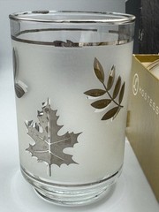 Vintage Libbey Silver Leaf Juice Glasses 8pc Set w Box Mid Century Barware Drink