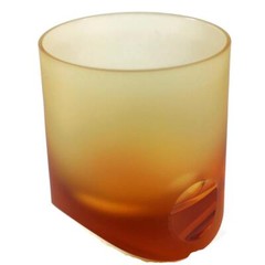 Moser Crystal TIPSY Frosted Double Old Fashioned, Round Base, TOPAZ Orange