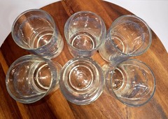 Set Of 6 VTG Corelle/Corning Blue Heart Dinnerware Glasses 16 oz ECU
