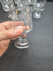 Cristal d’Arques Durand Gray Cut Thistle Cordial Glass Set of 7 France 3.5″
