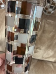 Vintage MCM Metallic Checker Tom Collins High Ball Glasses Made in France ~ 4