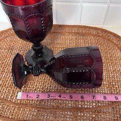 Vintage Ruby Red Goblets Wine Glasses Set Of 2 Hobnail Arch Pattern Pedestal