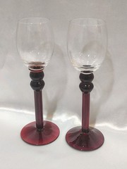 Godet Belgian White Chocolate Liquor Cordial Glasses Red Stem Set Of 2