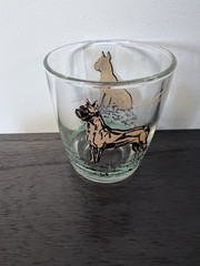 Vintage Hazel Atlas Willie the Boxer Dog Glass Tumbler Rocks Bar Ware Drinking