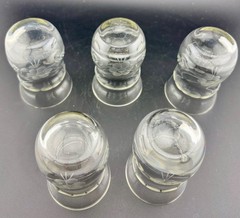 Vintage Stemless Etched Cordial/Liqueur Glasses Set of 5