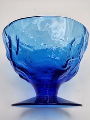 Set Of 4 Seneca Driftwood Delphine Royal Blue Crinkle Footed Sherbert Dessert