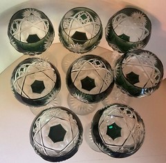 A Set of 8 Beautiful VAL ST LAMBERT BERNCASTEL GREEN HOCK Glass 6 7/8″