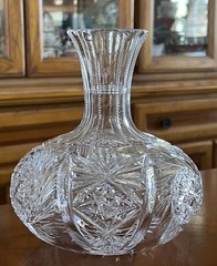 Vintage American Brilliant Period Cut Crystal Carafe & Tumbler Pinwheel Hob Star