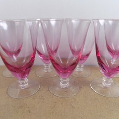 7 Tiffin Franciscan Wistaria Pink Iced Tea Footed Glass Stem 17477 VGC 5-7/8″