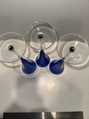 3 Blue 10 3/4 Flared Champagne Flutes