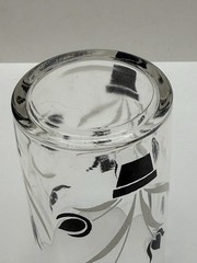 Vtg Rippled Swanky Swig Juice Glass Black & White Tulips