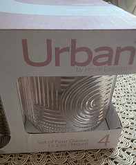 Set of 4 Pink Textured Urban Rock Glasses 13.2oz Bar / Kitchen