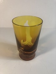 Hard to find VARGA 10 Oz Crystal Tumbler; Amber Color with Splashes of Clear.