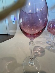 Bohemia Colony Rose Color Wine Glasses Czech Republic Set of 7