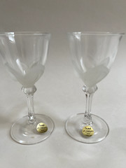 J G Durand Clear Crystal Shot Glasses Florence Frosted Petals 1.5oz (Set of 2),