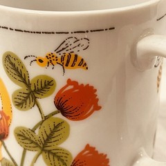 Vintage Clover Honey Mug Made in Japan Floral Bee Red Clover Flower Ceramic Cup