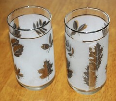 Libbey Glass ~ Set of 2 SILVER LEAF HIGHBALL GLASSES (5-5/8″ Tall) 1953-1978 Guc