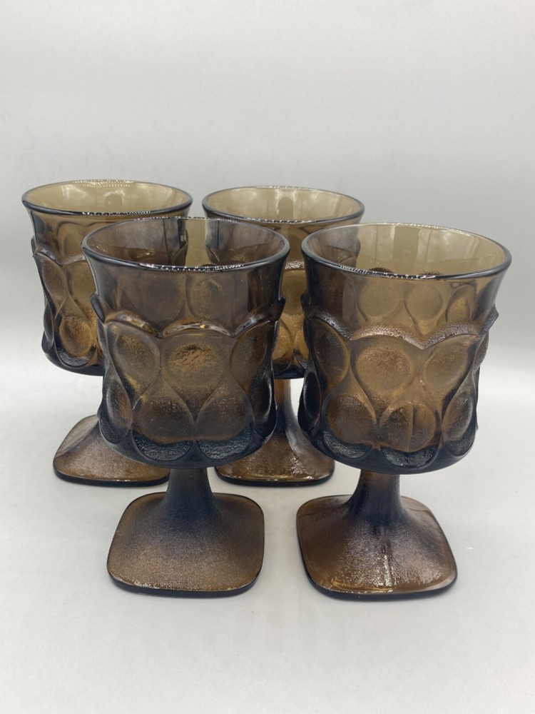 Vintage Noritake Spotlight Ice Tea Glasses 6.5″ Walnut Brown Set of 4 – Heavy!