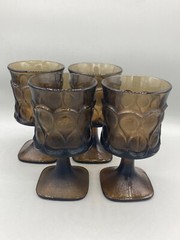 Vintage Noritake Spotlight Ice Tea Glasses 6.5″ Walnut Brown Set of 4 – Heavy!