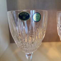 Vintage Bohemia 24% Lead Crystal Wine Glasses Set of 2 Czech Cut Glass