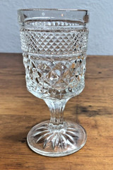 4 Sparkling Vtg Anchor Hocking Wexford 5.5″ Water Wine Goblets Diamond Pattern