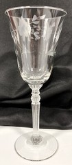 Etched Floral Leaf Diamond Ball Stem Wine Water Goblets 8 1/4″ Tall Set of 2 Vtg