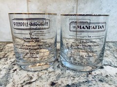 Waterford Set 4 Drink Cocktail Glasses Lot Pineapple Margarita Manhattan Recipes