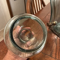 Vintage Beverage Dispenser Green Glass Brass Spigot Made Italy
