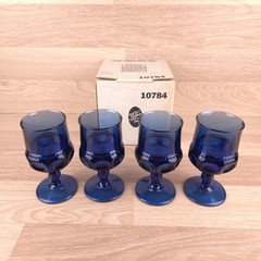 Tiara Indiana Glass 8 oz. Goblet Glasses Kings Crown Imperial Blue 10784