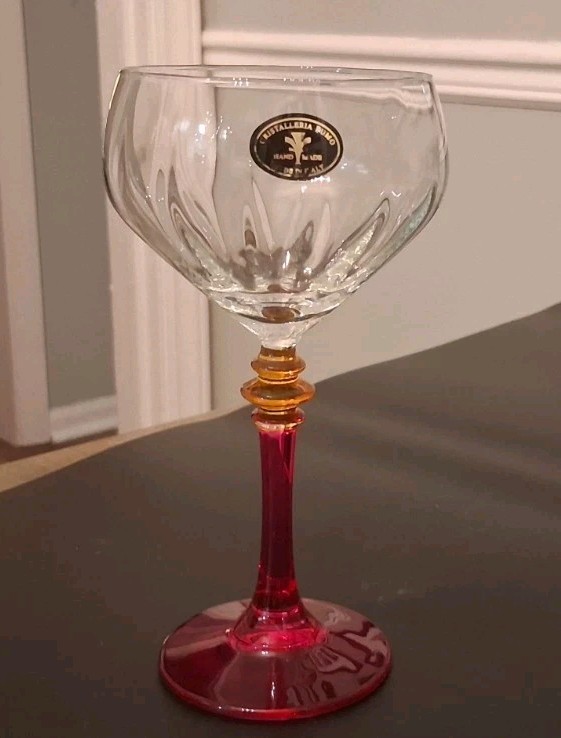 1 Cristalleria Fumo Hand Made Crystal Cocktail/Champagne/Wine Glass Italy