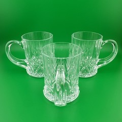 Cristal d’ Arques Durand Crystal Mugs 3ea «Chantilly Taille Beaugency» 3.25×3.75
