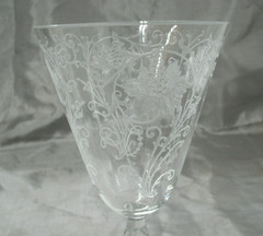 Antique Fostoria WOODLAND Etch 264 Clear Set of 6~7-1/2″ Water Goblets HTF ec