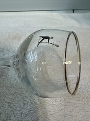 SINGING IN THE RAIN Bent Stem Cordial Glass Vintage Gold Leaf Rim Barware m464