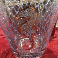 Rare MCM Culver Blue Fishnet 22K Gold Seafare “Seahorse” Rocks Glasses Set of 6