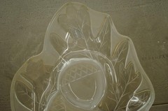 NOS GORHAM Crystal Frosted Acorn Nut Harvest Bounty Chip & Dip Serving Platter