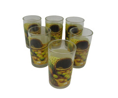 Arte Casa Lemon Lime Pineapple Art Juice Glasses Cuba Set of 6