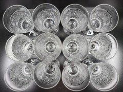 12 Duncan Miller Sandwich Clear 8 Oz Water Goblets Set Vintage Scroll Etched MCM