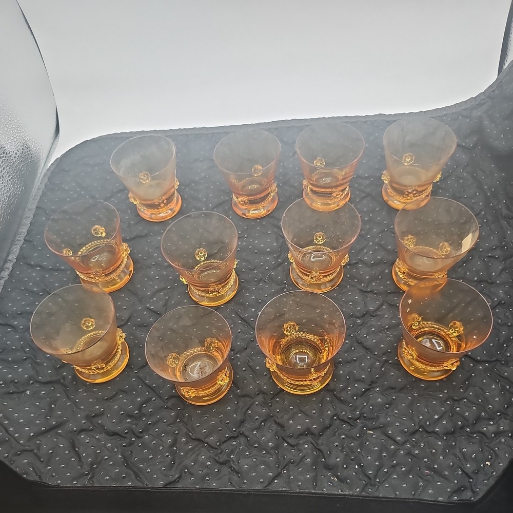 Rare cordial Glasses amber Blown Glass