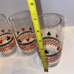 Vintage MCM Casino Night Drinking Glasses Card Suits Spade Heart Club Diamond
