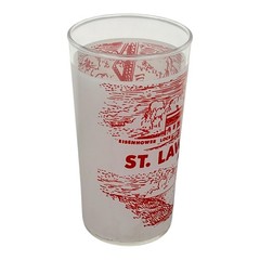 St. Lawrence Seaway Massena NY Scenic Souvenir White Glass Tumbler Unmarked