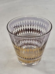 4 RARE Vtg George Briard Diamond Lattice Golden Diamond Lowball Rocks Glass. 122
