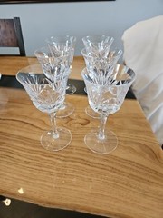 Nachtmann Nierstein Cut Crystal Wine Glasses Criss-Cross & Fan Design (6)