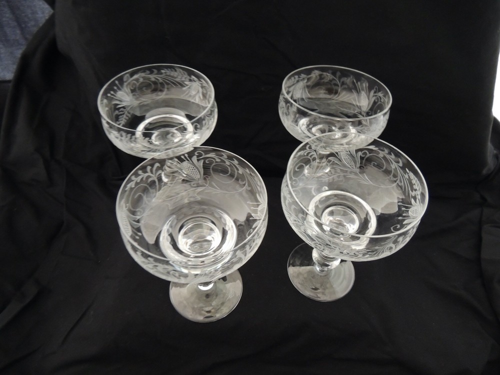 Josair Crystal Bianca set 4 Champagne Low sherbet liqueur Glasses