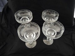Josair Crystal Bianca set 4 Champagne Low sherbet liqueur Glasses