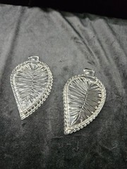 Vintage Glass leaf design Trinket dishes. Set Of 2
