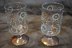 6 DOROTHY THORPE MCM ATOMIC STAR BURST SINCLAIR GLAMA GOLD CORDIAL GLASSES