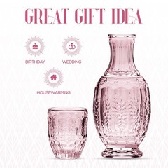 Vintage Bedside Water Carafe & Tumbler Set – Elegant Pitcher with Glass Lid, Pin